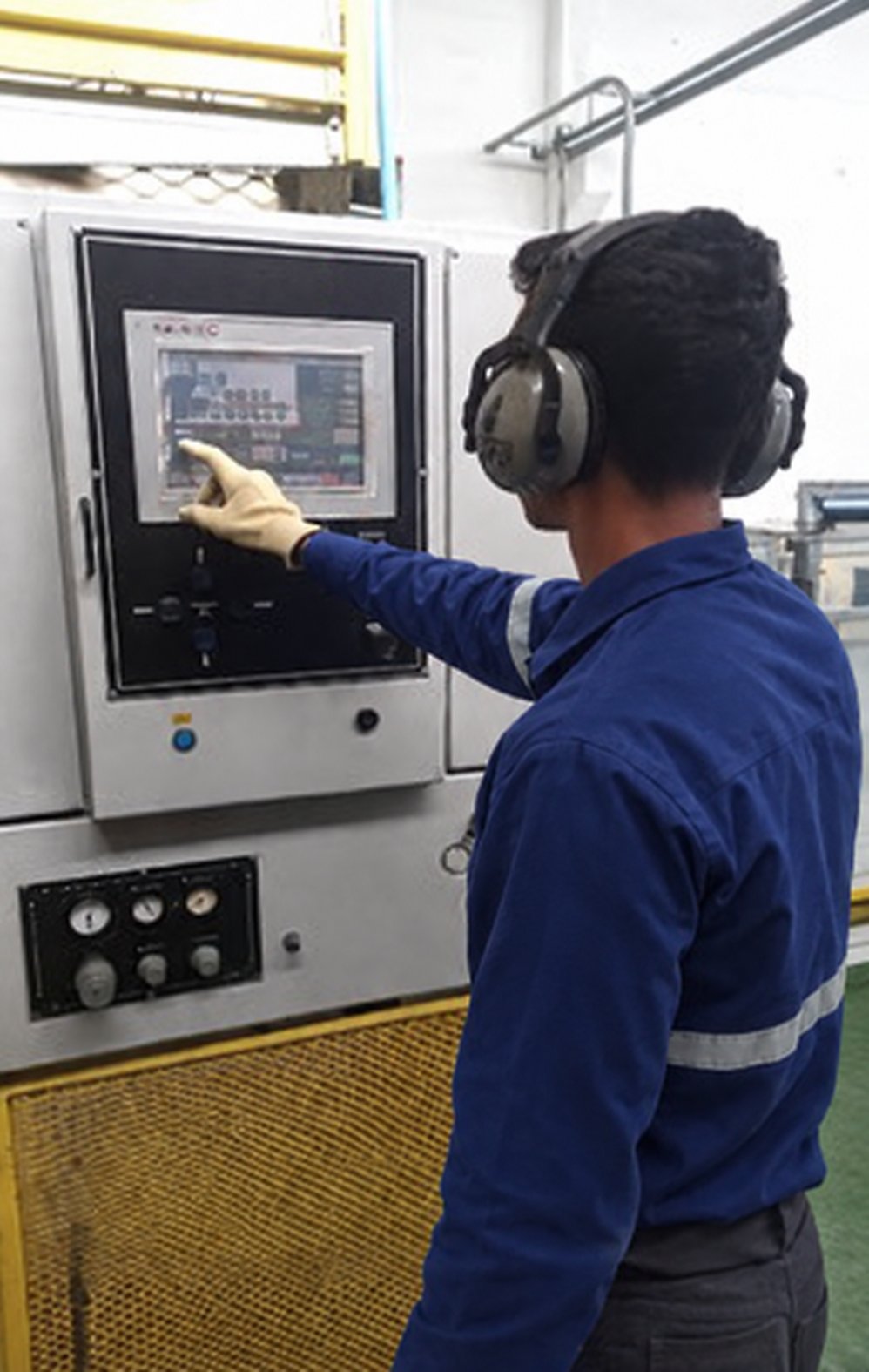 Operação de painel industrial